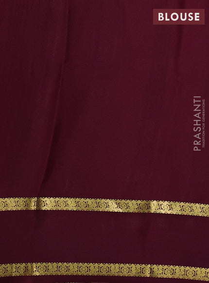 Pure mysore silk saree peach orange and wine shade with allover zari woven checked pattern and rettapet zari woven border