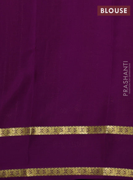 Pure mysore silk saree lavender and purple with allover zari woven checked pattern and rettapet zari woven border