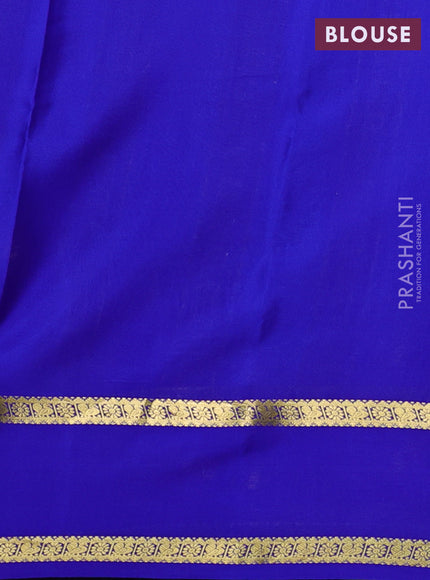 Pure mysore silk saree light blue and blue with allover zari woven checked pattern and rettapet zari woven border