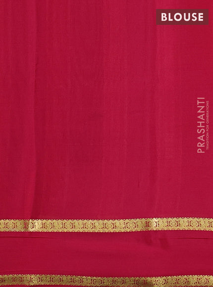Pure mysore silk saree green and pink with allover zari woven checked pattern and rettapet zari woven border