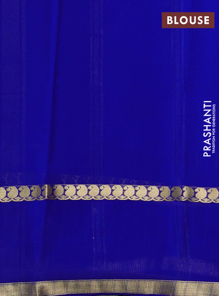Pure mysore silk saree royal blue with allover zari checks & buttas and rettapet zari woven border