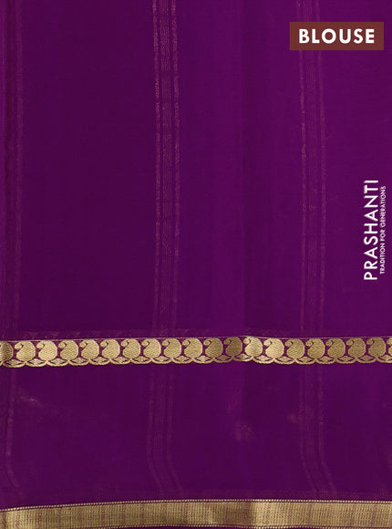 Pure mysore silk saree purple with allover zari checks & buttas and rettapet zari woven border