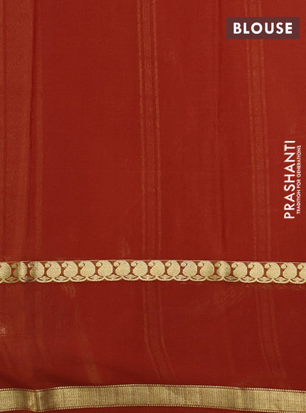 Pure mysore silk saree rustic orange with allover zari checks & buttas and rettapet zari woven border