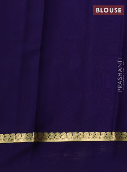 Pure mysore silk saree lavender and navy blue with zari woven buttas and zari woven simple border