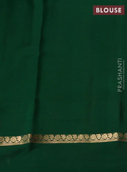 Pure mysore silk saree red and green with zari woven buttas and zari woven simple border