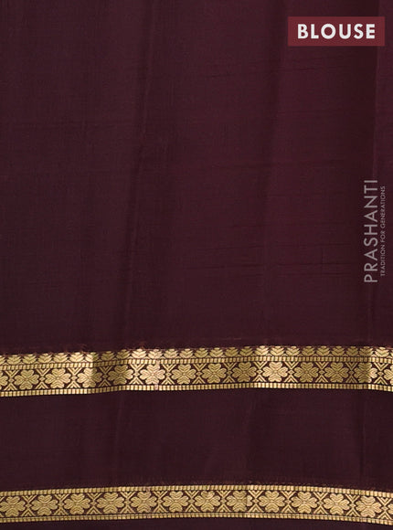 Pure mysore silk saree pink and coffee brown with allover zari woven checked pattern and rettapet zari woven border