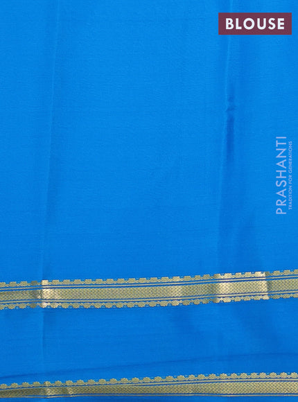 Pure mysore silk saree royal blue and cs blue with allover zari woven checked pattern and rettapet zari woven border