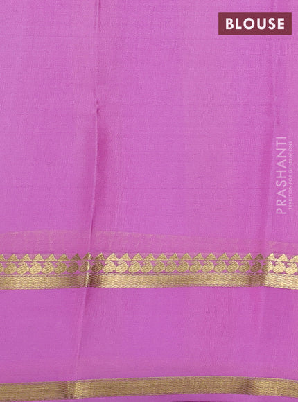 Pure mysore silk saree green and lotus pink with allover zari woven checked pattern and rettapet zari woven border