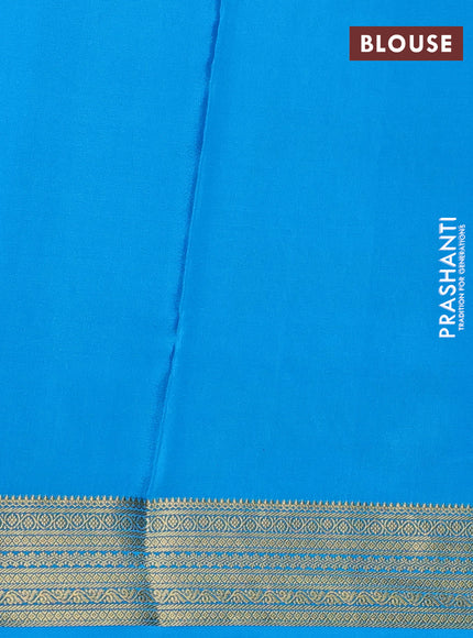 Pure mysore silk saree blue and cs blue with allover zari woven buttas and zari woven border