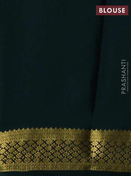 Pure mysore silk saree bottle green with zari woven buttas and zari woven border
