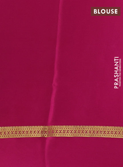 Pure mysore silk saree bottle green and pink with allover zari woven buttas and zari woven simple border