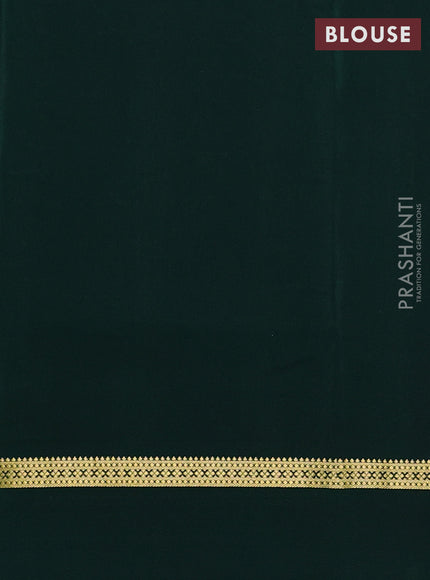 Pure mysore silk saree maroon and bottle green with allover zari woven buttas and zari woven simple border