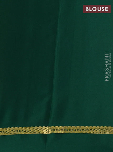 Pure mysore silk saree dark mustard and green with allover zari woven buttas and zari woven simple border