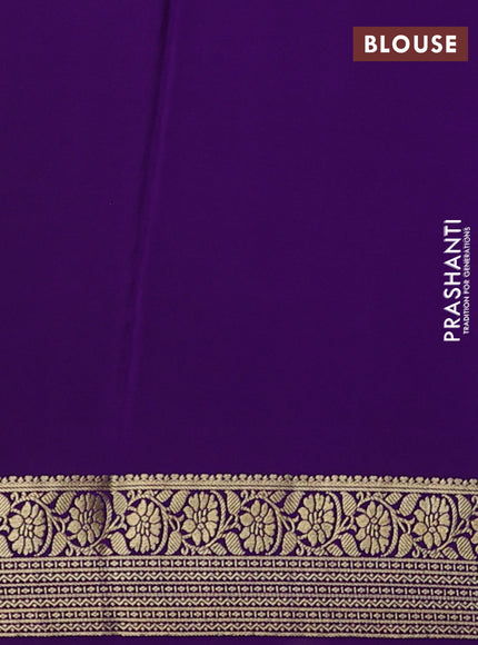 Pure mysore silk saree teal blue and violet with allover zari woven buttas and zari woven border