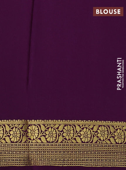 Pure mysore silk saree pale yellow and purple with allover zari woven buttas and zari woven border