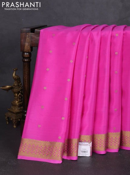 Pure mysore silk saree pink with allover zari woven buttas and zari woven border