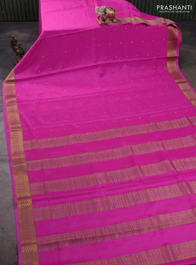 Pure mysore silk saree pink with allover zari woven buttas and zari woven border