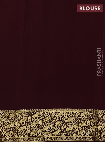 Pure mysore silk saree rustic orange and coffee brown with allover elephant zari woven buttas and zari woven border