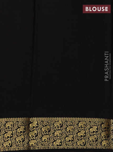 Pure mysore silk saree dark mustard and deep coffee brown with allover elephant zari woven buttas and zari woven border