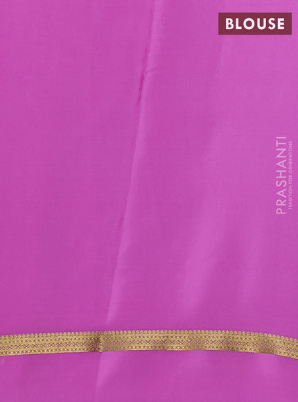 Pure mysore silk saree bottle green and light pink with allover zari woven buttas and rettapet zari woven border