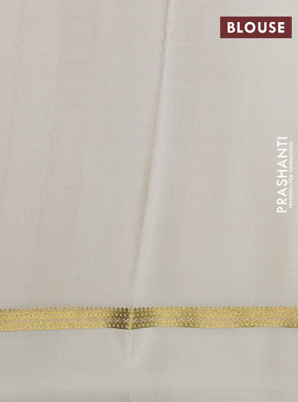 Pure mysore silk saree dark pink and cream with allover zari woven buttas and rettapet zari woven border