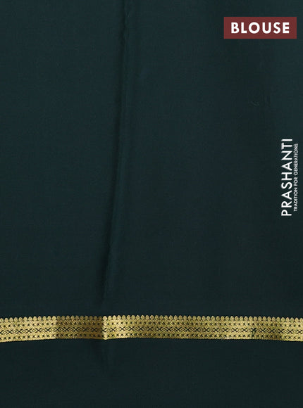 Pure mysore silk saree mustard yellow and bottle green with allover zari woven buttas and rettapet zari woven border
