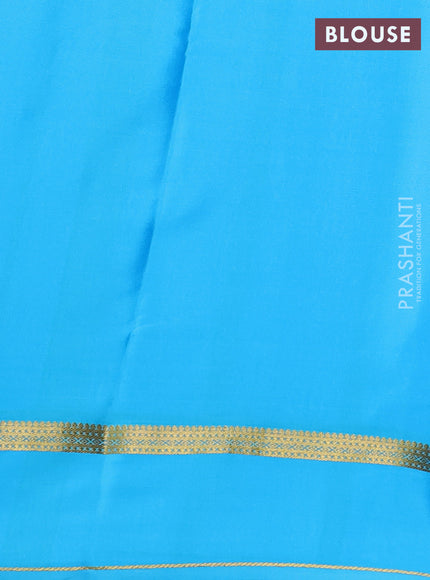 Pure mysore silk saree royal blue and light blue with zari woven buttas and rettapet zari woven border