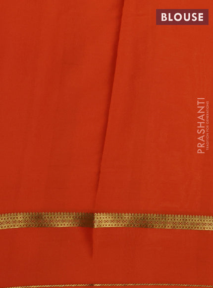 Pure mysore silk saree pale yellow and orange with zari woven buttas and rettapet zari woven border