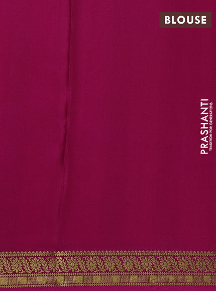 Pure mysore silk saree grey and pink with allover small zari woven checked pattern and zari woven border