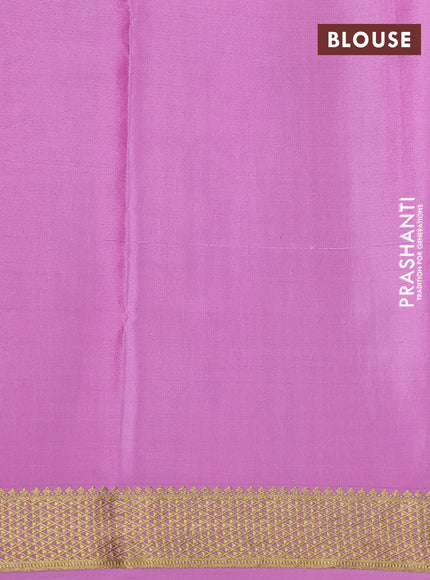 Pure mysore silk saree green and light pink with allover zari woven geometric buttas and zari woven border