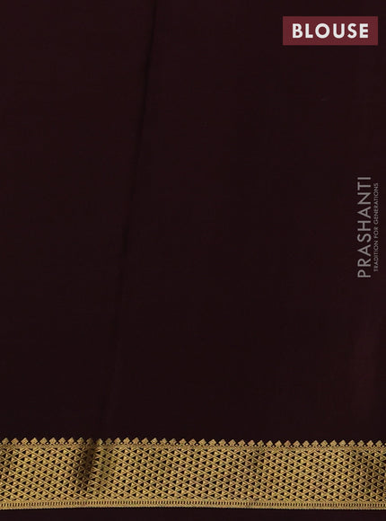 Pure mysore silk saree lime yellow and coffee brown with allover zari woven geometric buttas and zari woven border