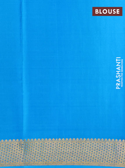 Pure mysore silk saree royal blue and cs blue with allover zari woven geometric buttas and zari woven border