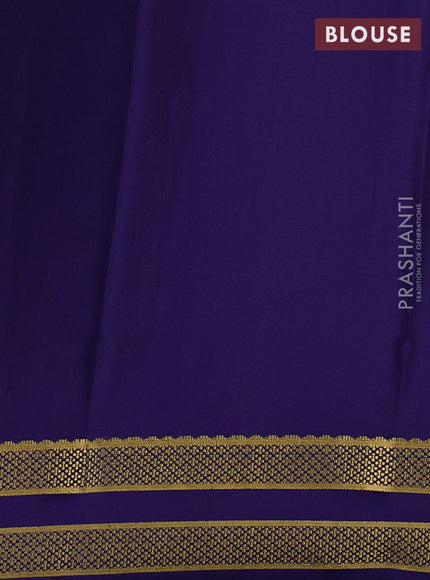 Pure mysore silk saree teal green and blue with allover small zari checks & buttas and rettapet zari woven border