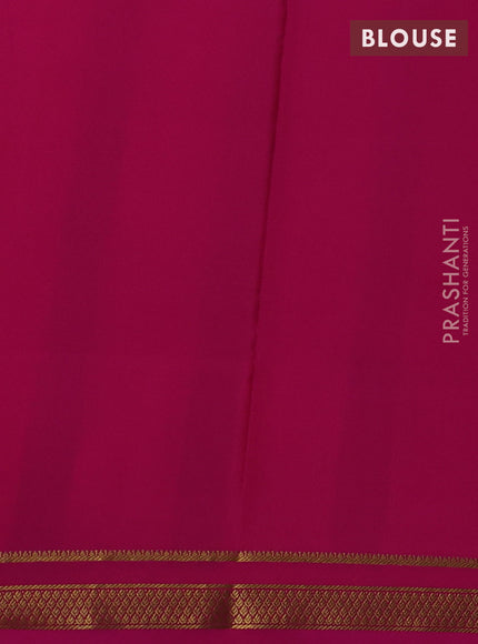 Pure mysore silk saree mehendi green and pink with allover zari woven checked pattern and zari woven border