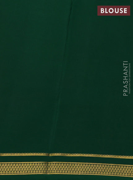 Pure mysore silk saree orange and green with allover zari woven checked pattern and zari woven border