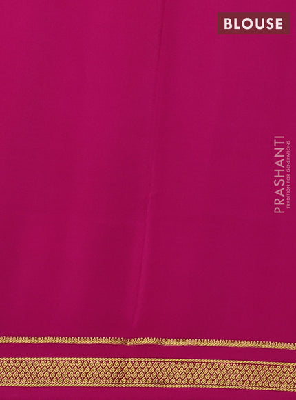 Pure mysore silk saree bottle green and pink with allover zari woven checked pattern and zari woven border
