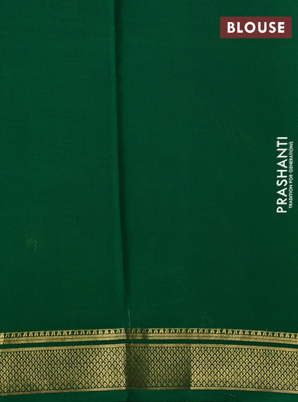 Pure mysore silk saree magenta pink and green with allover small zari woven checked pattern and zari woven border