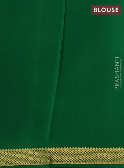 Pure mysore silk saree maroon and green with allover small zari woven checked pattern and zari woven border