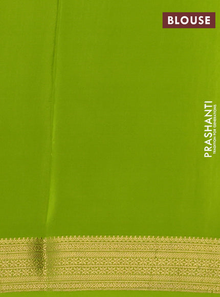 Pure mysore silk saree peach shade and light green with allover small zari checks & buttas and zari woven border
