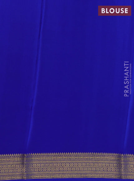 Pure mysore silk saree teal blue and blue with allover small zari checks & buttas and zari woven border