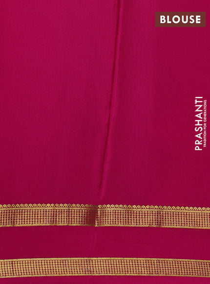 Pure mysore silk saree violet and pink with allover small zari checks & buttas and rettapet zari woven border