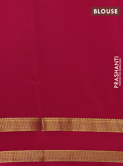Pure mysore silk saree coffee brown and pink with allover small zari checks & buttas and rettapet zari woven border