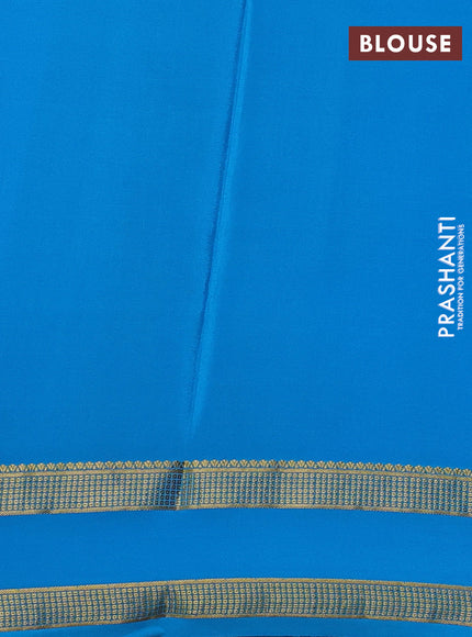 Pure mysore silk saree pink and cs blue with allover small zari checks & buttas and rettapet zari woven border