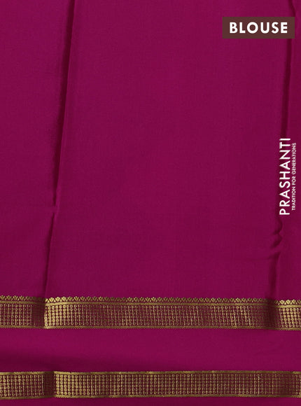 Pure mysore silk saree green and pink with allover small zari checks & buttas and rettapet zari woven border