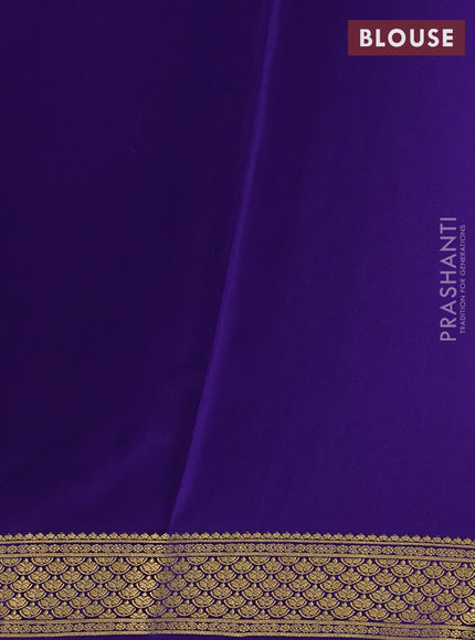 Pure mysore partly silk saree teal green and violet with allover zari woven checked pattern and zari woven border