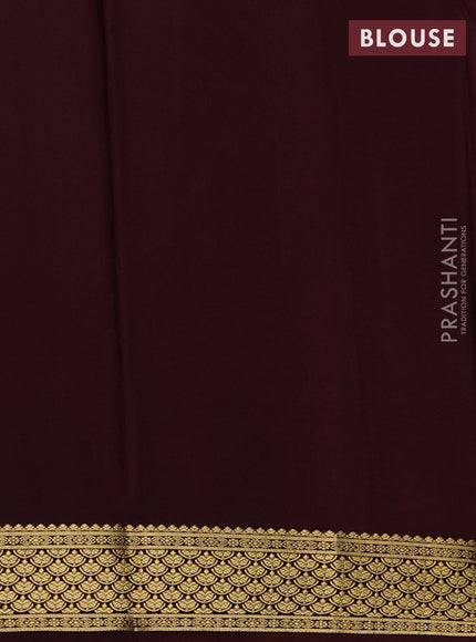 Pure mysore partly silk saree dark peach and coffee brown with allover zari woven checked pattern and zari woven border