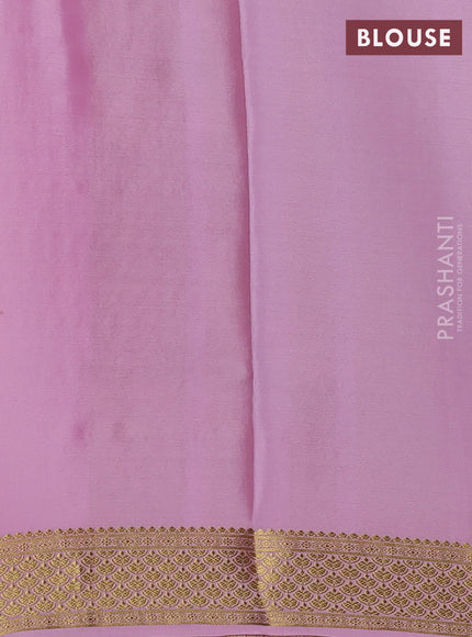 Pure mysore partly silk saree green and light pink with allover zari woven checked pattern and zari woven border