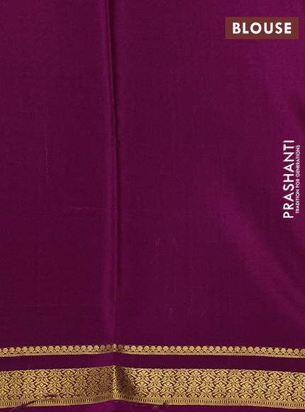 Pure mysore silk saree dark green and purple with allover zari woven checked pattern and zari woven border