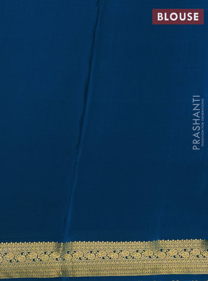 Pure mysore silk saree peacock green with allover zari woven checked pattern and zari woven border