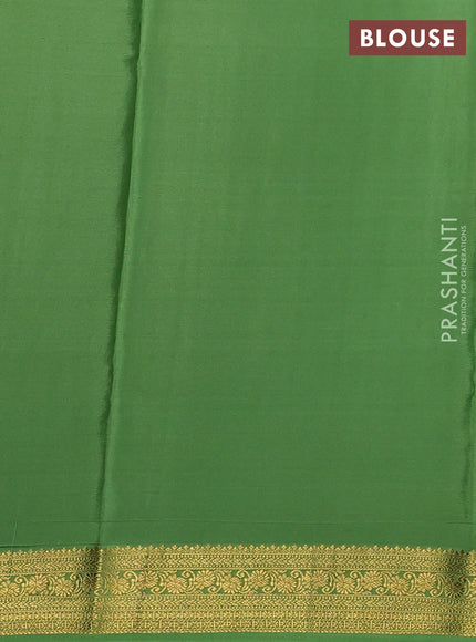Pure mysore silk saree green with allover zari woven checked pattern and zari woven border